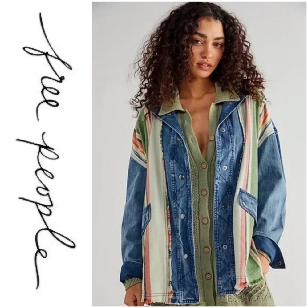 NEW Free People Blanket Striped Denim Shirt / Shacket